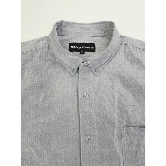 Molokai Size 2XL Men Gray White Pattern Short Sleeve Pocket Logo Tag Button Down - Picture 5 of 12